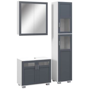 Conjunto de baño 37x35x190 cm mdf, vidrio templado color blanco kleankin