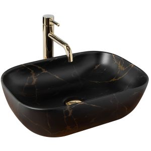 Lavabo sobre encimera rea belinda black marble mat