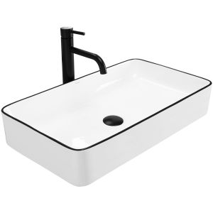 Rea lavabo sobre encimera denis black gold rectangle, 61,5x35x11 cm