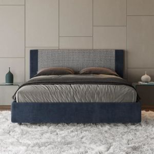 Cama doble tapizada 160x190 cm - azul - sin base