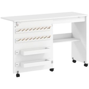 Mesa de costura 116.3x49.5x76.5 cm color blanco Homcom