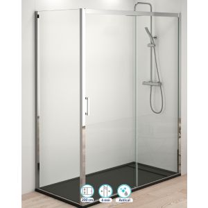 Mampara ducha 1 puerta 1 fijo transp. 130cm (adap. 127,5-131,5cm) x80