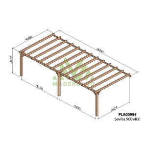 Pérgola de madera laminada adosada - sevilla ad. 900x400cm (maderland)