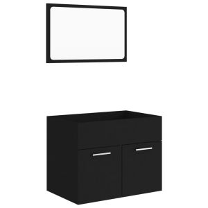 vidaXL conjunto de muebles de baño 2 pzas madera contrachapada negro