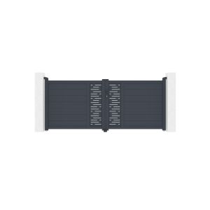 Puerta abatible 3m arlberg al.120cm aluminio + 2 postes 15x15cm al.166cm