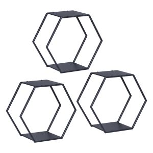 Juego de 3 estantes tand metal 32x37x19cm - negro [en.casa]