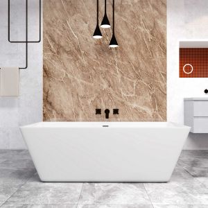 Bañera exenta de acrílico rectangular con desagüe-blanco-1700x800x580mm