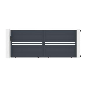 Puerta corredera 4m cimone al.160cm aluminio + 2 postes  15x15cm al.190cm