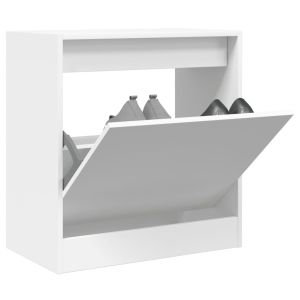 Zapatero de madera de ingeniería blanco 60x34x63,5 cm