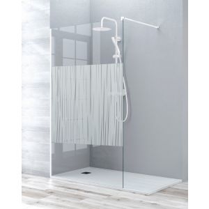 Mampara ducha fijo walk in | panel ducha serigrafía 120cm blanco mate