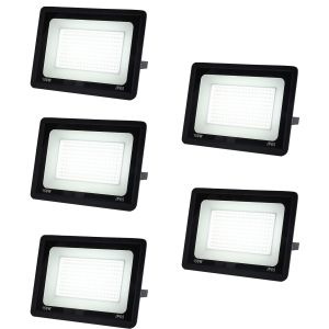 Pack de 5 focos proyectores LED exterior 150w, luz blanca fría 6000k IP65