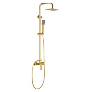 Columna de ducha extensible, termostatico rociador extraplano orocepillado