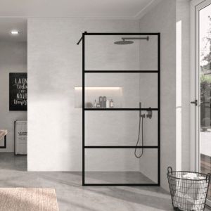 Mampara fija ducha 100  cm 1 hoja fresh industrial líneas horizontales