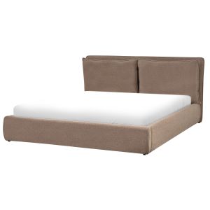 Cama con almacenaje bajonna bouclé marrón 180 x 200 cm