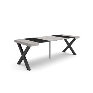 Mesa extensible, 58/222x90x73cm, cemento, patas madera maciza rf2797