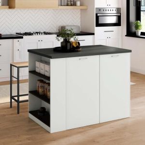 Isla central compacta blanca gris antracita 120 cm