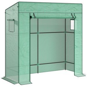 Invernadero 196x77x197 cm acero, pe color verde Outsunny