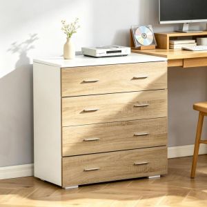 Cómoda de 4 cajones blanco y madera clara 72x76x35cm