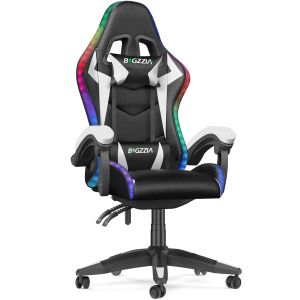 Silla oficina con LED, silla ergonómica- blanco