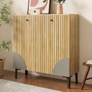 Zapatero para recibidor con 3 puertas color madera 94x90x32cm