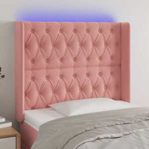 Cabecero con LED de terciopelo rosa 103x16x118/128 cm eso5266