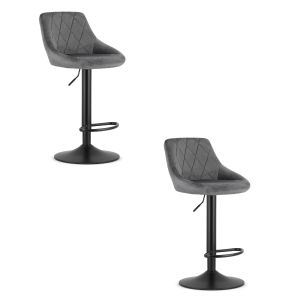 Valora taburetes giratorios daka terciopelo gris base negra x2