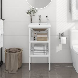 Estructura de baño con lavabo incorporado hierro blanco esb4616