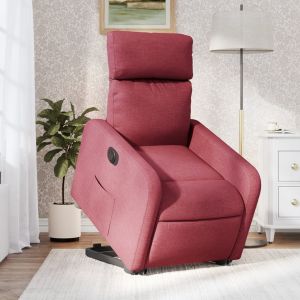 Sillón eléctrico reclinable elevable de tela rojo tinto qweo7331