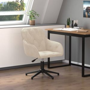 Silla de oficina giratoria de terciopelo color crema oif443348