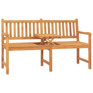 Banco de jardín 3 plazas con mesa madera maciza de teca 150 cm joy759907