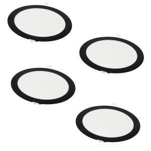 Pack x4 downlight LED 18w blanco neutro 4200k redondo empotrar marco negro