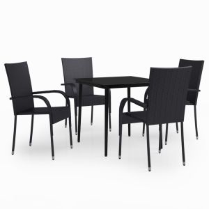 vidaXL juego de comedor para jardín 5 piezas negro