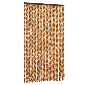 vidaXL cortina antimoscas chenilla ocre y blanco 118x220 cm