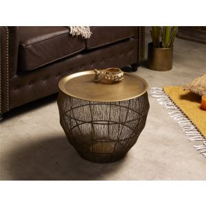 Mesa auxiliar rejilla oro rd. 50dx38 cms. 50dx38 cms