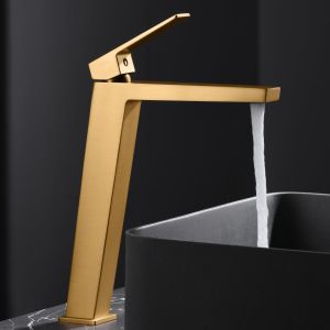 Imex - grifo monomando lavabo caño alto oro serie art