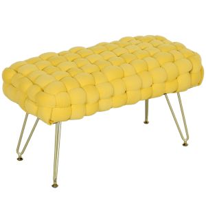 Pie de cama 76x38x41.5 cm terciopelo color amarillo Homcom