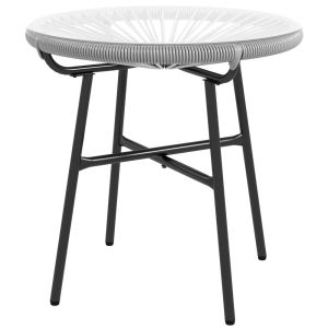 Mesa de ratán 50x50x50 cm ratán de pe, vidrio templado color gris Outsunny