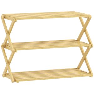 Zapatero plegable 60x29x45.5 cm bambú color marrón Homcom