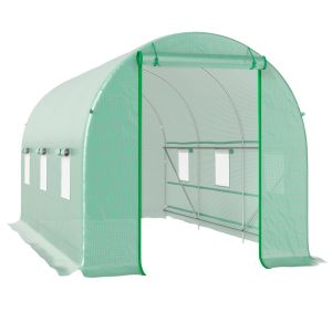 Invernadero de túnel 400x200x200 cm pe, metal color verde Outsunny
