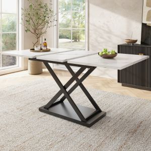 Mesa de comedor extensible mdf tablero y patas metal 75x120x80cm