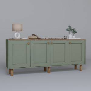Aparador de madera "bohem" - 180 x 40 x 75 cm - verde