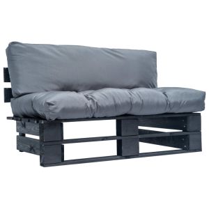 vidaXL sofá de palets de jardín con cojines grises madera de pino