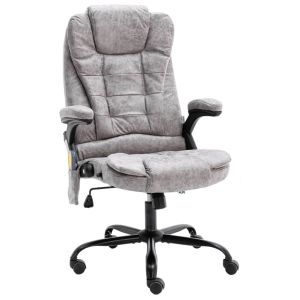 vidaXL silla de oficina de masaje piel de ante sintética gris claro