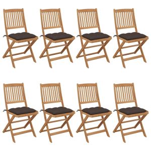 vidaXL sillas de jardín plegables 8 uds y cojines madera maciza acacia