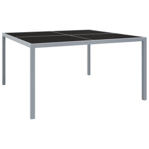 vidaXL mesa de jardín de acero y vidrio gris 130x130x72 cm