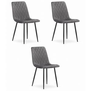 Silla valora turin, terciopelo gris oscuro, diseño ergonómico (x3)