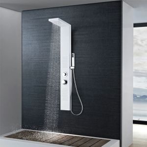 vidaXL sistema de panel de ducha aluminio blanco mate