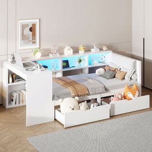 Plataforma de madera cama,90x200,blanco.