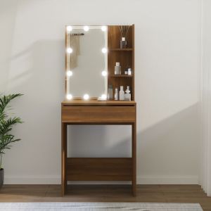 Tocador con LED marrón roble 60x40x140 cm es1377