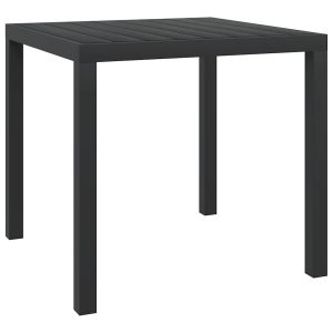 Mesa de jardín de aluminio y wpc negra 80x80x74 cm es2986